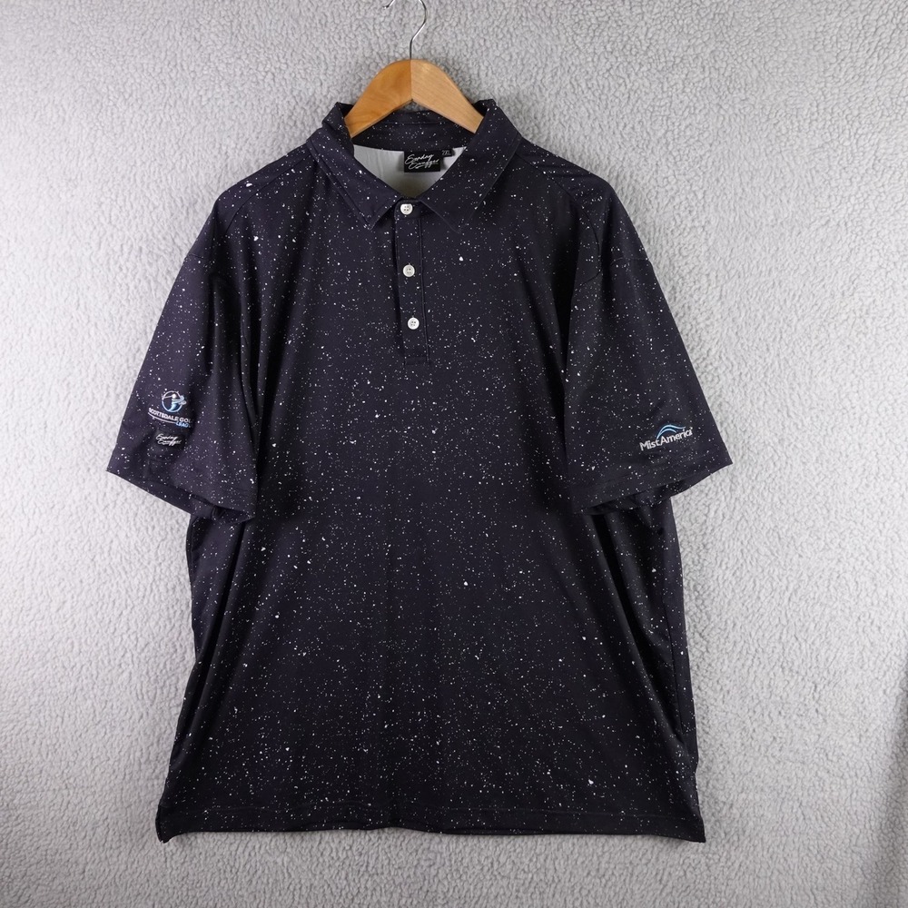 Sunday Swagger Mens 2XL Golf Polo Shirt‎ Black White Splatter Scottsdale League